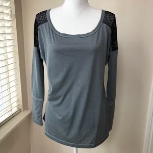 Zella Athletic Top Mesh Shoulders Yoke NWOT M